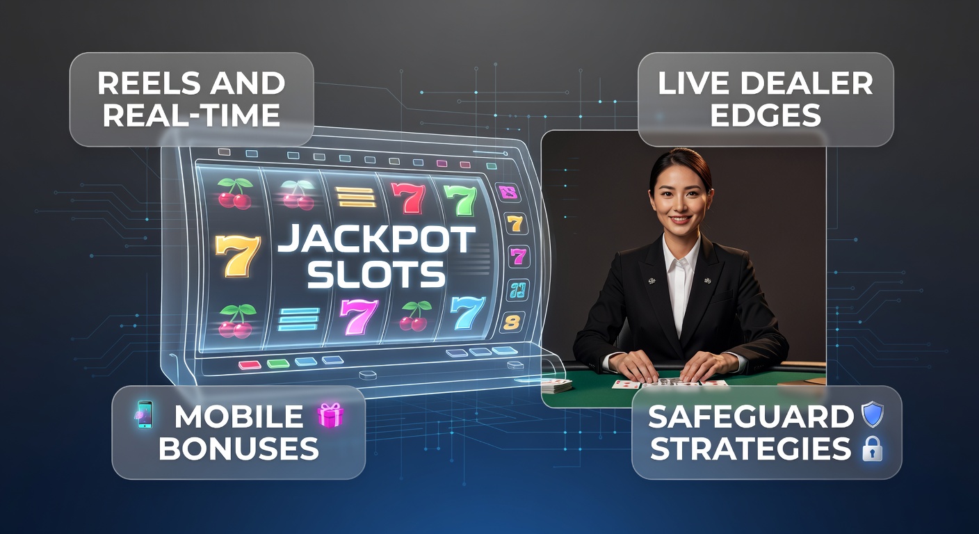 Dynamische Fusion von rotierenden Slots und Live-Dealer-Tischen mit mobilen Elementen im Vordergrund