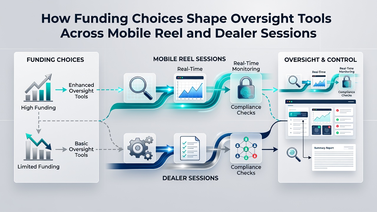 Illustration zu Finanzierungsoptionen und Überwachungstools in mobilen Casino-Sessions