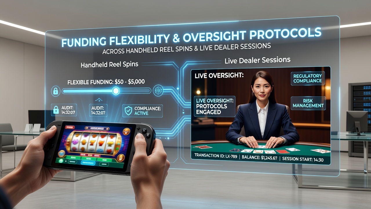 Darstellung von mobilen Walzenspinnen und Live-Dealer-Sessions mit Fokus auf Finanzierungs- und Aufsichtsprotokolle