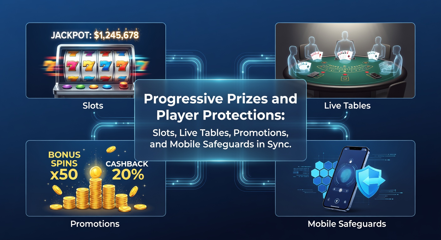 Leuchtende Progressive-Jackpot-Slot-Maschine mit steigenden Preisen und Sicherheitsikonen im Hintergrund