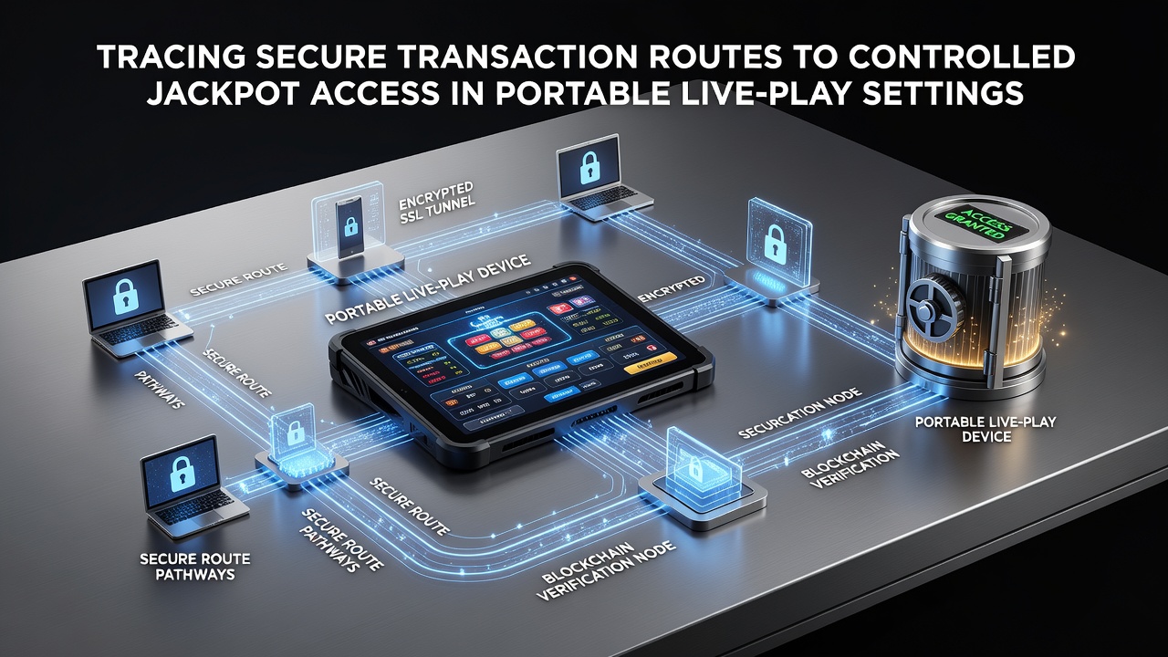 Illustration von Live-Play-Sessions auf mobilen Geräten mit integrierten Sicherheitsprotokollen für Transaktionen und Jackpots